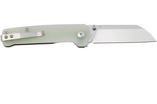 QPS Penguin V2 D2, 2-Ton-Finish Stonewash - Satin, Griff: Jade G10 QS130V2-G1 - KNIFESTOCK