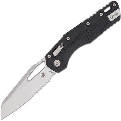 Microtech MSI® S/E Tri-Grip Injection Molded Black Stonewash Part Serr 210T-11PM - KNIFESTOCK