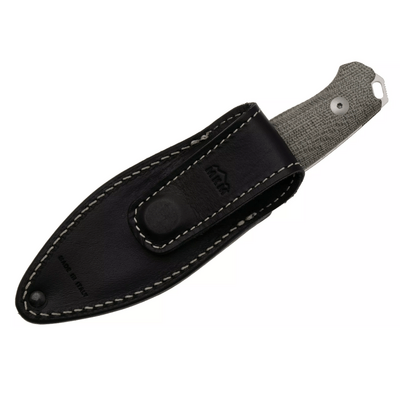 MKM SMALL LOV – M390 SATIN blad, GRÖN CANVAS MICARTA handtag, +FICKA LÄDERSLIDA - KNIFESTOCK