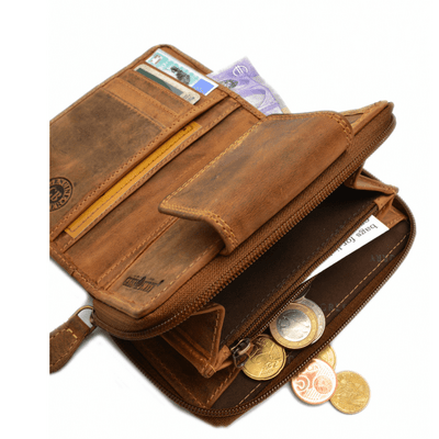 GreenBurry Vintage skórzana portmonetka z zamkiem błyskawicznym 1815-25 - KNIFESTOCK