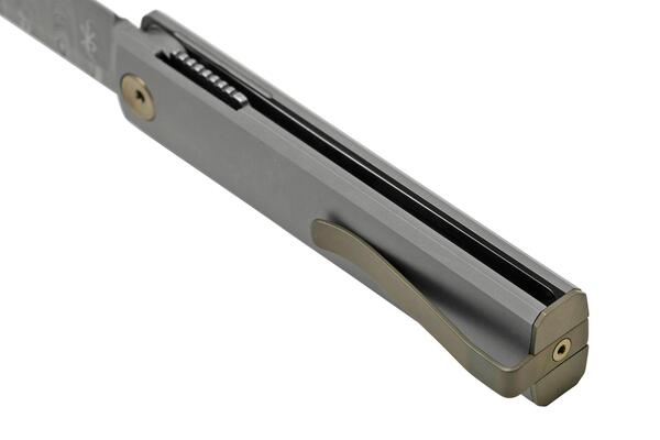 Fox Knives FOX CHNOPS VOUWMES DAMASTEEL DS93X, TITANIUM GESTRAALDE HANDGREEP EN SPACER BRONS KLEUR - KNIFESTOCK