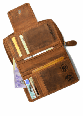 Portofel cu fermoar din piele vintage GreenBurry 1815-25 - KNIFESTOCK