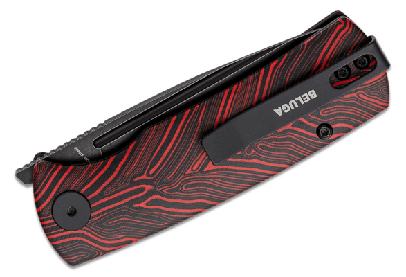 Petrified Fish PFP01XBeluga Black Stonewashed 14C28N Piros Gmascus G10 PFP01XRDMW - KNIFESTOCK