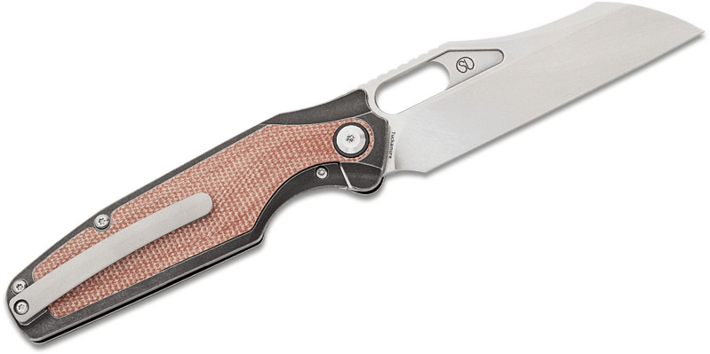 Kansept Tuckamore Stonewashed CPM 20CV Black Stonewashed Titanium + Brown Micarta K1052A4 - KNIFESTOCK