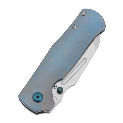 Kansept Dreadnaught Stonewashed CPM S35VN, Blå Anodiserad Ti - KNIFESTOCK