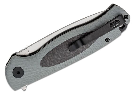 Petrified Fish PFB03 Stamp Satin D2 Carbon Fiber With Gray G10 PFB03GAS - KNIFESTOCK