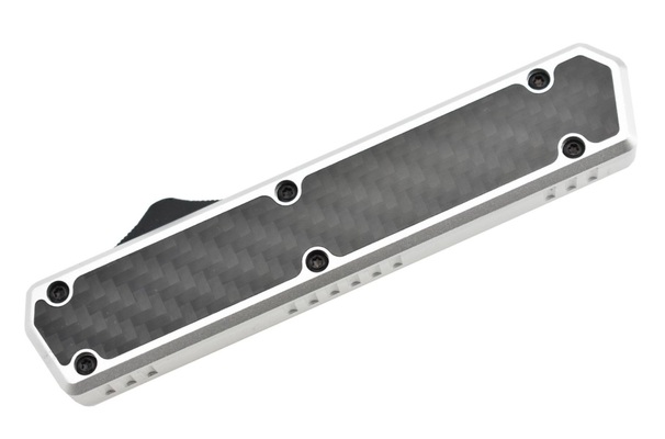 Golgoth G11BS6 Silver. Couteau automatique OTF lame double tranchant avec serrations en acier D2 man - KNIFESTOCK