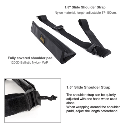 Magforce Black Label 1.5&quot; Shoulder Strap w/Pad Black #MP0229B02 - KNIFESTOCK