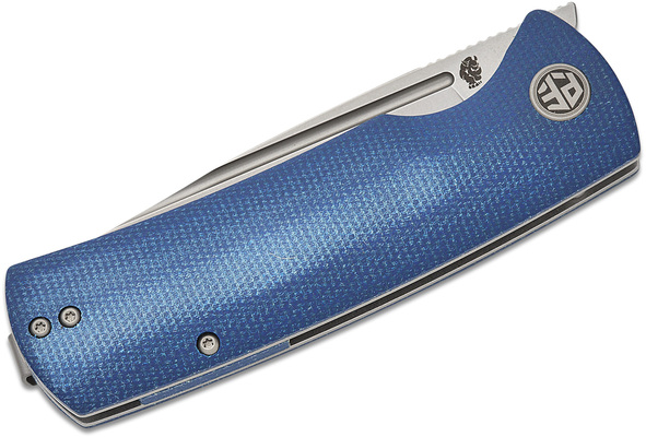 Petrified Fish PFP01 Beluga Stonewash K110 Blue Micarta PFP01BMWW - KNIFESTOCK