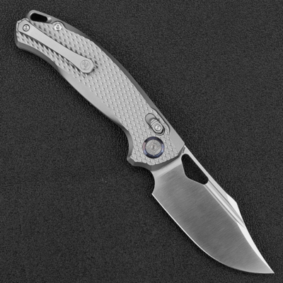 Kunwu Django XL Satin ELMAX Titanium Satin Diamond Texture handle X707XLT-1A - KNIFESTOCK