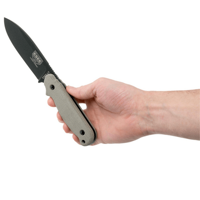 ESEE Laser Strike Messer, Schwarze Klinge, Micarta-Griff, Kydex-Scheide ESEE-LS-P-E - KNIFESTOCK