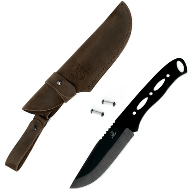 Beavercraft Kohlenstoffstahl Blued-Blade Bushcraft Messer mit Lederscheide Set BSH-kit 4 - KNIFESTOCK