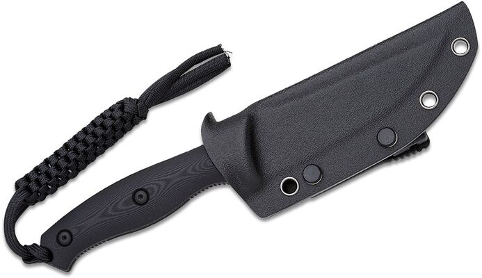 CIVIVI Black G10 Handle Black Stonewashed Nitro-V Blade With 1PC Black Lanyard, Black Kydex Sheath a - KNIFESTOCK