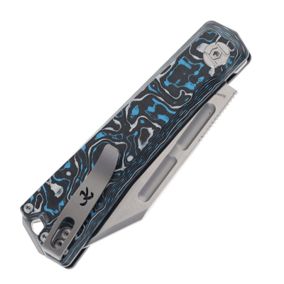 Kunwu nôž GEEZER KNIFE BLUE RESIN CARBON FIBER HANDLE ELMAX SATIN FINISH J708A-2   - KNIFESTOCK