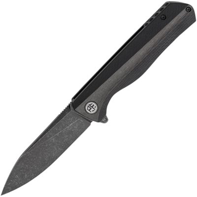 Petrified Fish PF818 Forward Black Stonewashed D2 Carbon Fiber With Black G10 PF818CDW - KNIFESTOCK