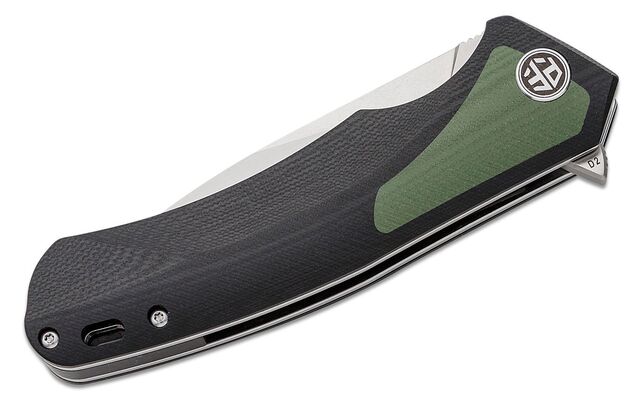 Petrified Fish PF838 Pub Satin D2 Green G10 With Black G10 PF838GRS - KNIFESTOCK
