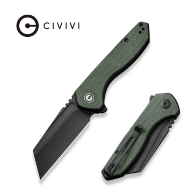 CIVIVI ExOne Green Canvas Micarta HandleBlack Stonewashed Nitro-V BladeLiner L - KNIFESTOCK