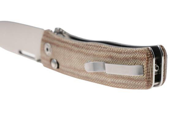 LionSteel NINI Folding knife M390 satin blade, full NATURAL Canvas handle NN1 CVN - KNIFESTOCK