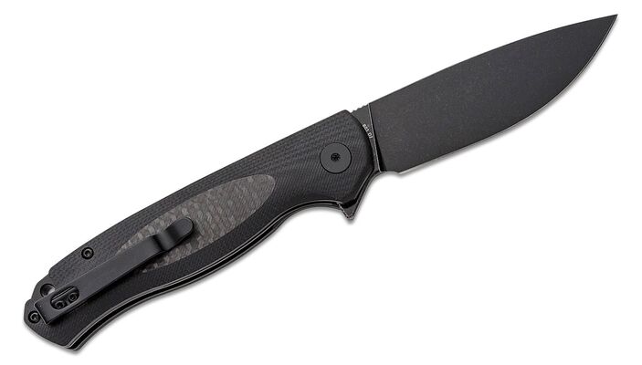 Petrified Fish PFB03 Stamp Black Stonewashed D2 Carbon Fiber With Black G10 PFB03DDW - KNIFESTOCK