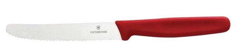 Victorinox kuchynský nôž s vrúbkovou čepeľou červený - KNIFESTOCK