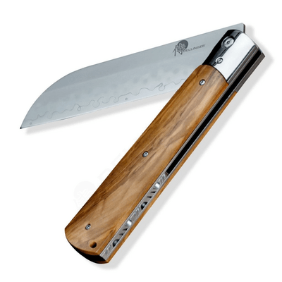 Dellinger Folding Santoku Knife 140 mm Dellinger Olive Guillotine AUS-10 Sanmai - KNIFESTOCK