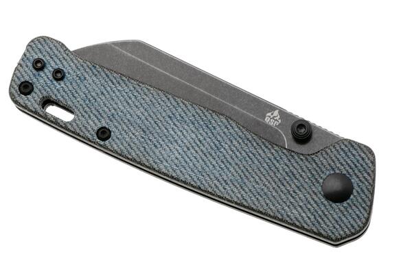 QPS Penguin V2 D2, black stonewash, Manico: Denim micarta QS130V2-B2 - KNIFESTOCK
