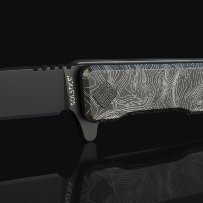 Ocaso Solstice Engraved Titanium + Black / Topo Pattern 10ETB - KNIFESTOCK