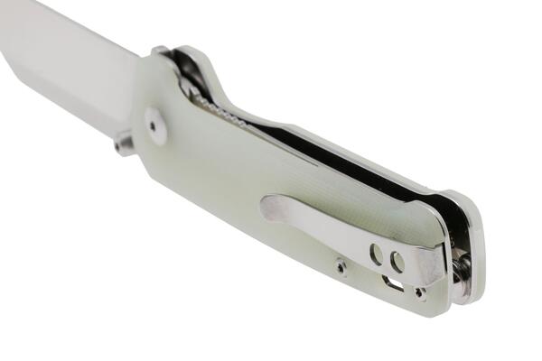 QPS Penguin V2 D2, 2-Ton-Finish Stonewash - Satin, Griff: Jade G10 QS130V2-G1 - KNIFESTOCK