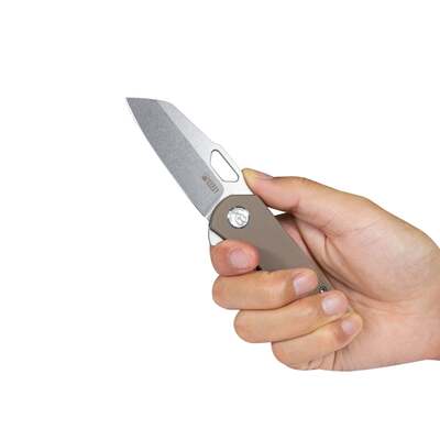 KUBEY Duroc Liner Lock Flipper Small Pocket Folding Knife Tan Handle KU332K - KNIFESTOCK