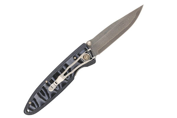 Mcusta MC-10D Classic Wave, Damascus Blade with VG-10 Core, Blue Micarta Handle - KNIFESTOCK