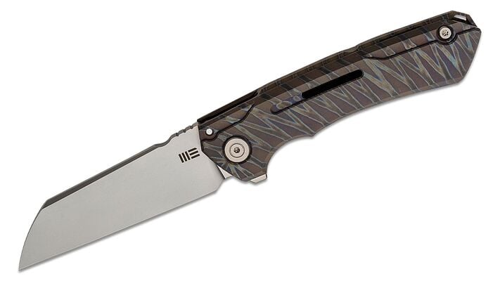 WE Knife Snex Mini Buster Titanium Tiger Stripe Pattern Flamed/Silver CPM 20CV 2003c - KNIFESTOCK