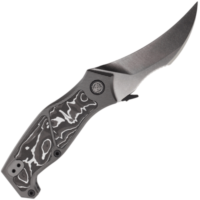 DC BLADES VENDETTA Stonewashed, Silver Foil, Carbon Fiber Inlay - KNIFESTOCK