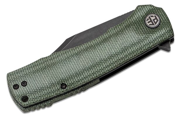 Petrified Fish PFP03 Victor Black Stonewash K110 Green Micarta PFP03GRMW - KNIFESTOCK