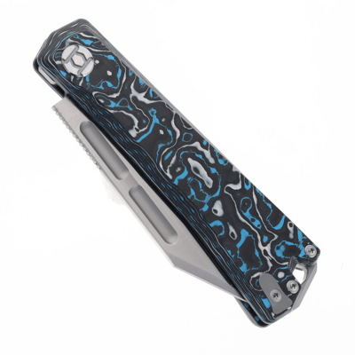 Kunwu nôž GEEZER KNIFE BLUE RESIN CARBON FIBER HANDLE ELMAX SATIN FINISH J708A-2   - KNIFESTOCK