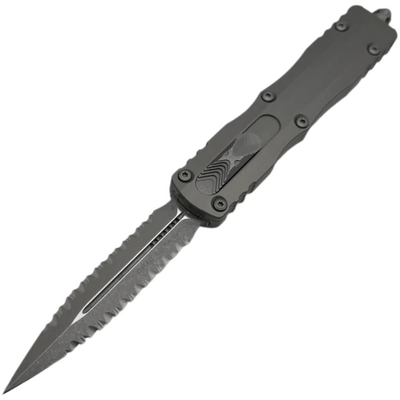 Microtech DIRAC DELTA APOCALYPTIC DOUBLE FULL SERRATE NATURAL CLEAR 227-D12APNC - KNIFESTOCK