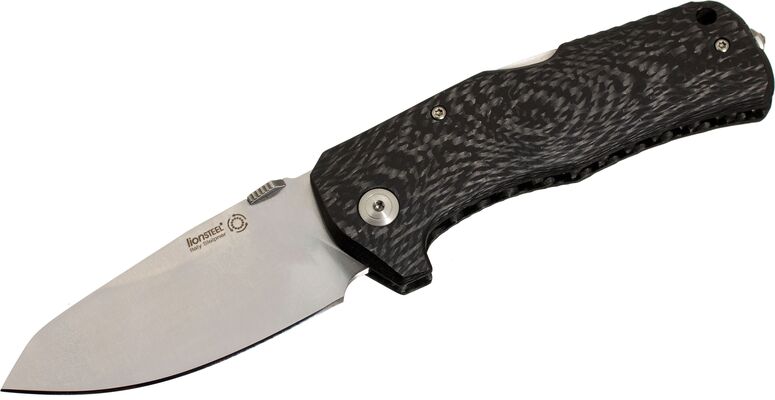 Lionsteel Solid LockBack Carbon Fiber handle Sleipner SATIN, IKBS TM1 CS - KNIFESTOCK