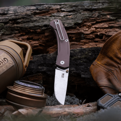 Giant Mouse ACE Iona V2 Bronze Anodized Aluminum / Magnacut Stonewashed Blade IONA-V2-BRONZE-ALU - KNIFESTOCK