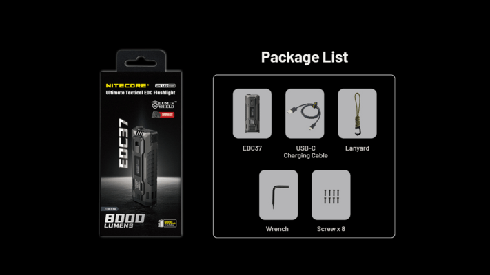 Nitecore Flashlight EDC37 8000 Lumens - KNIFESTOCK