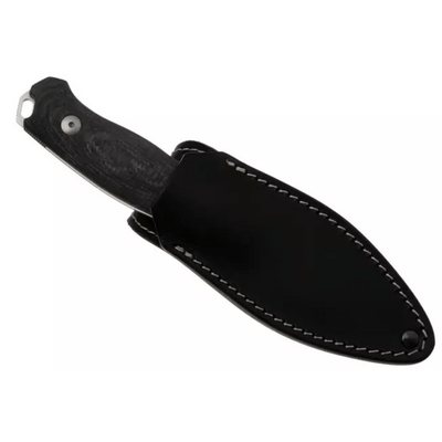 MKM SMALL LOV – M390 SATIN blad, MARBLE KOLFIBER handtag, +FICKA LÄDERSLIDA - KNIFESTOCK