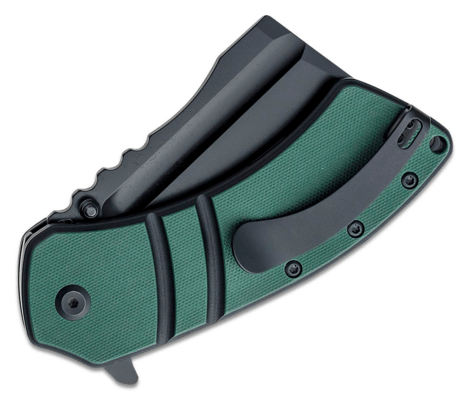 Kansept XL Korvid Black TiCn Coated 154CM Green and Black G10 Handle T1030A1 - KNIFESTOCK