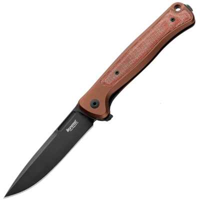Lionsteel Solid EARTH Aluminum knife, MagnaCut blade OLD BLACK, Natural Canvas inlay  SK01A EB - KNIFESTOCK