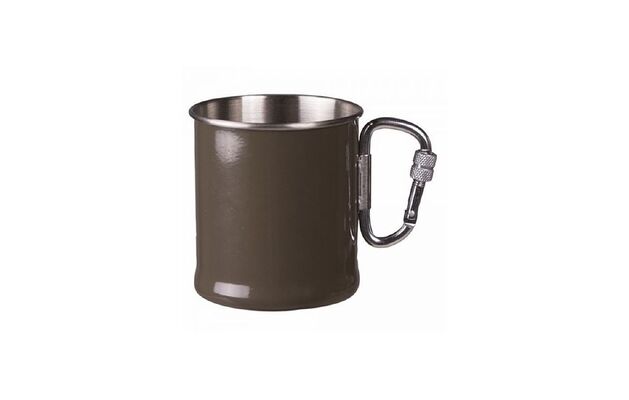 Mil-Tec KARABINIERBEKER RVS 250ml. olijf 14608102 - KNIFESTOCK