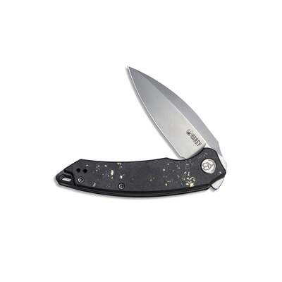 KUBEY Leaf Liner Lock Front Flipper Couteau Pliant Noir Noir Or CF et Manche en Résine KU333D - KNIFESTOCK
