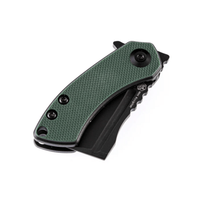 Kansept Korvid Mini Black TiCn Coated 154CM Green and Black G10 Handle T3030A1 - KNIFESTOCK