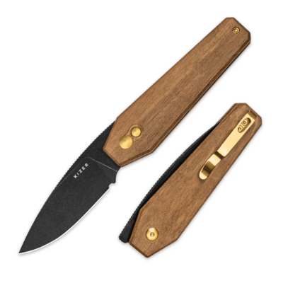 Kizer Tomb Nitro-V Black Stonewashed Mkuruti Wood Handles V3692A4 - KNIFESTOCK