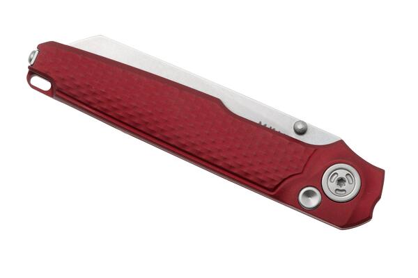 MKM MIURA – CPM Magnacut SW bld - SOLID Red Alu hdl, BUTTON LOCK - REV. S/S CLIP MK MI-ARD  - KNIFESTOCK