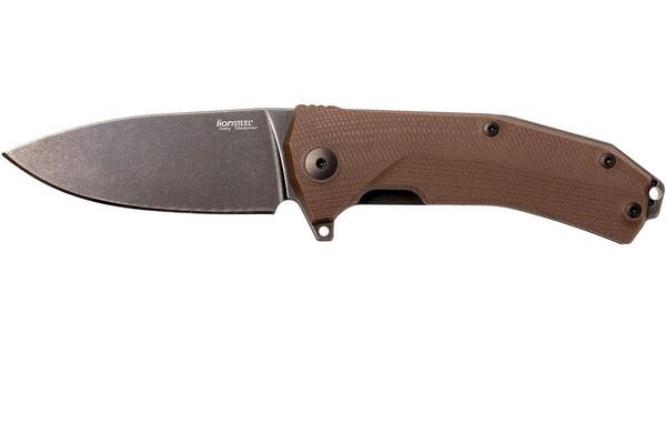 Lionsteel Liner Lock Sleipner Blade DLC+SW blade, BROWN G10 handle, IKBS KUR BBR - KNIFESTOCK