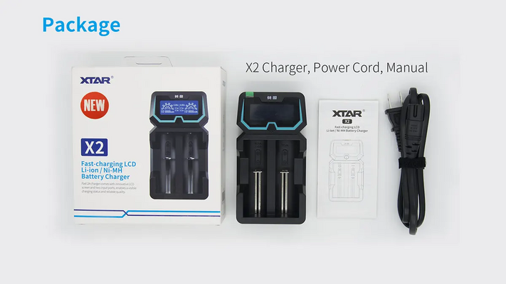 Xtar X2-X2 Charger, Power Cord, User Manual - KNIFESTOCK