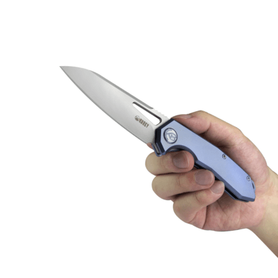 KUBEY Vagrant Couteau Pliant à Verrouillage Frame, Manche en Titane Bleu KB284B - KNIFESTOCK