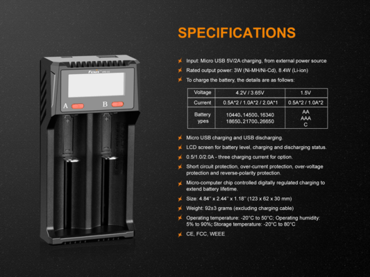 Fenix USB nabíjačka ARE-D2 (Li-Ion, NiMH)  - KNIFESTOCK